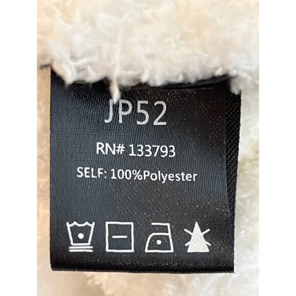 POL Sherpa Plush Pullover Hoodie White with Distressed Peach Stars on Arms Small - Picture 7 of 9